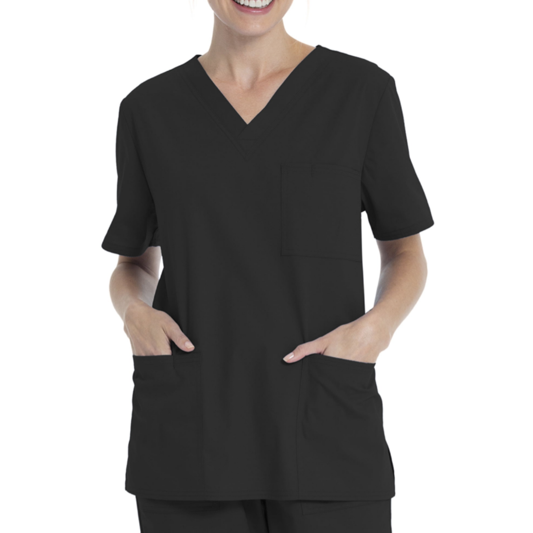 Scrubstar Unisex Solid V-Neck Scrub Top WM01T895 Black