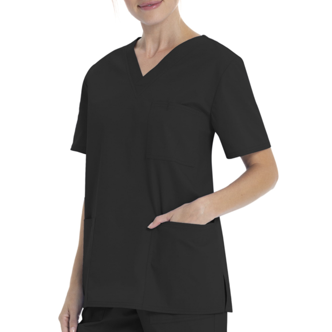 Scrubstar Unisex Solid V-Neck Scrub Top WM01T895 Black