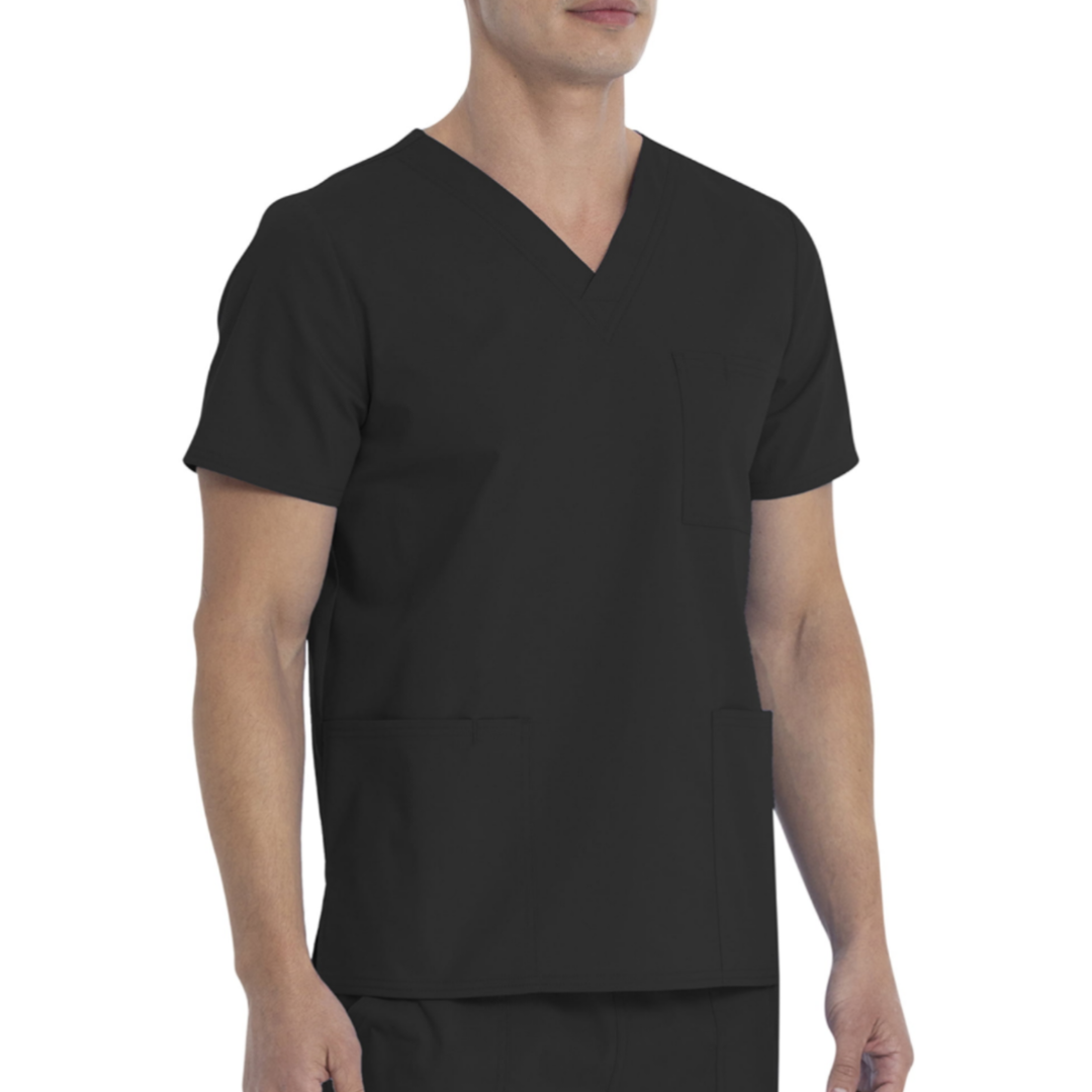 Scrubstar Unisex Solid V-Neck Scrub Top WM01T895 Black