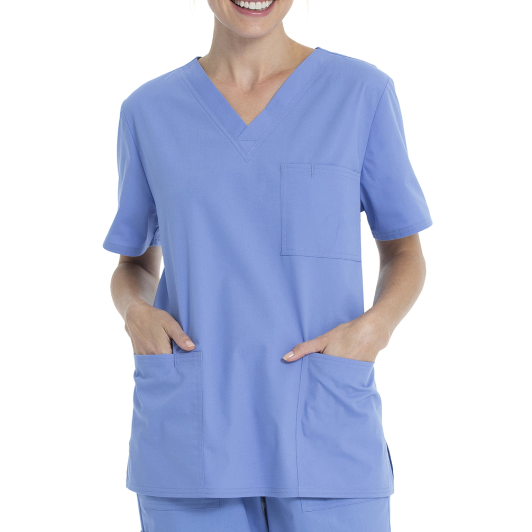 Scrubstar Unisex Solid V-Neck Scrub Top WM01T895 Ciel