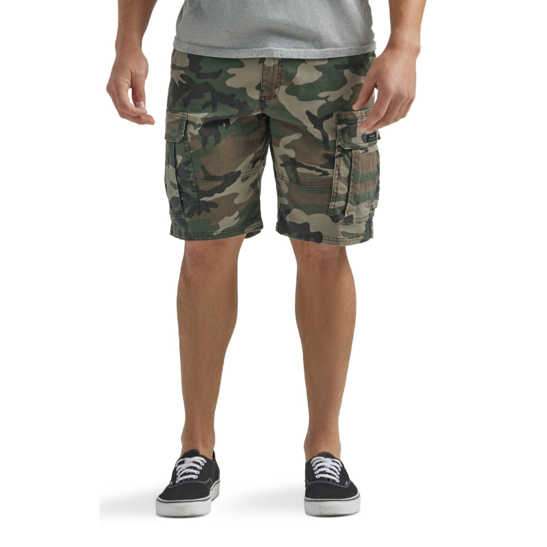 Wrangler Men's and Big Men's Stretch Cargo Shorts Green Camo