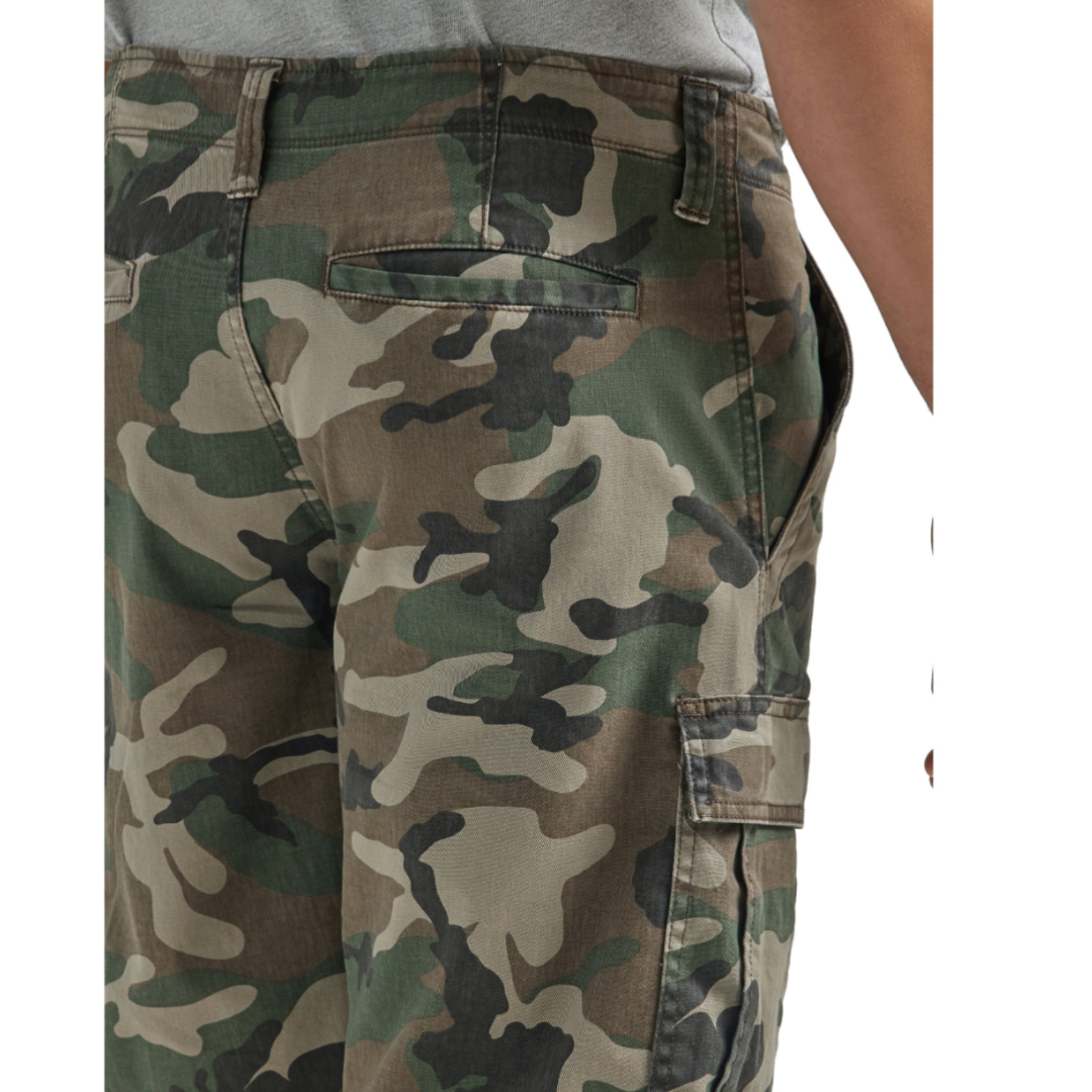 Wrangler Men's and Big Men's Stretch Cargo Shorts Green Camo