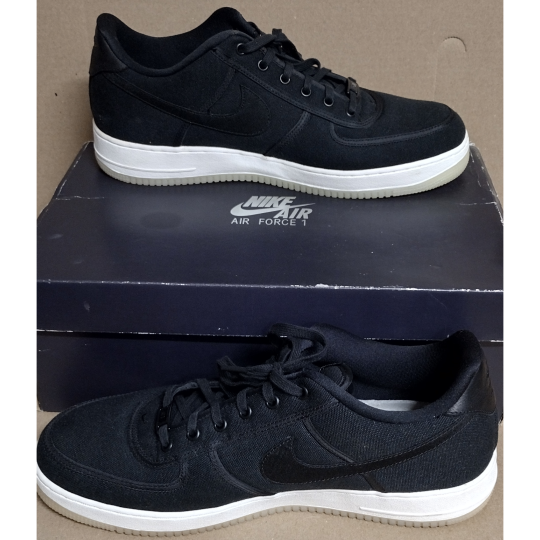 Size 14- Nike Air Force 1 Low Retro QS Canvas Black White 2018 AH1067-004 Pre-owned