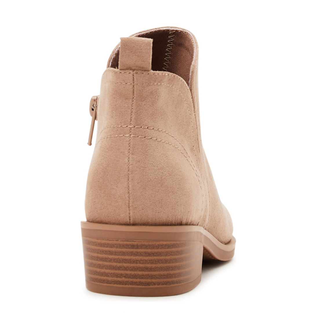 Time and Tru Women's Faux Suede Ankle Boots Bone Tan