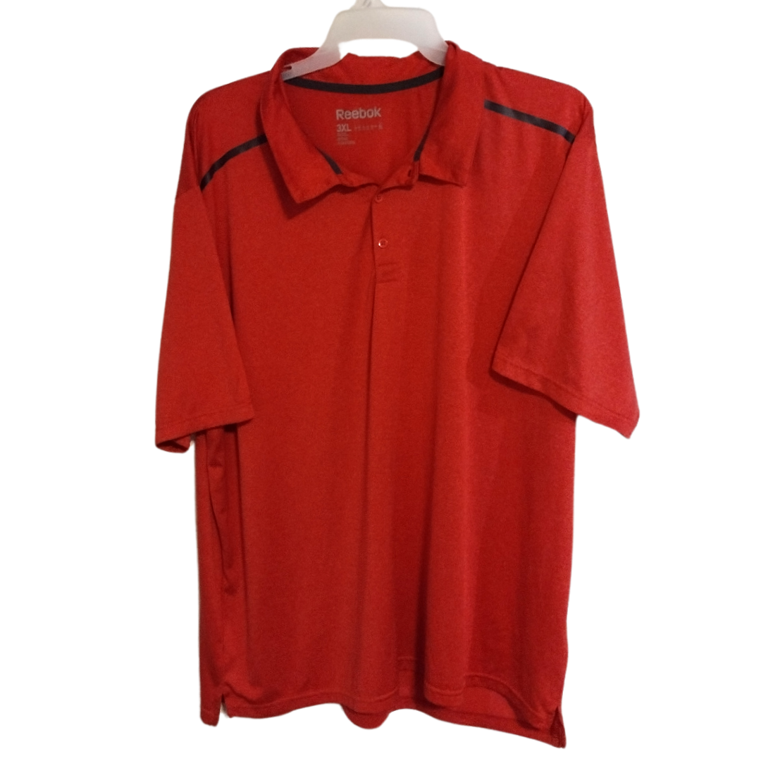 Reebok Polo Shirt Mens 2XL XXXL VERMILION Red PlayDry Golf Stretch Casual Preppy Pre-owned