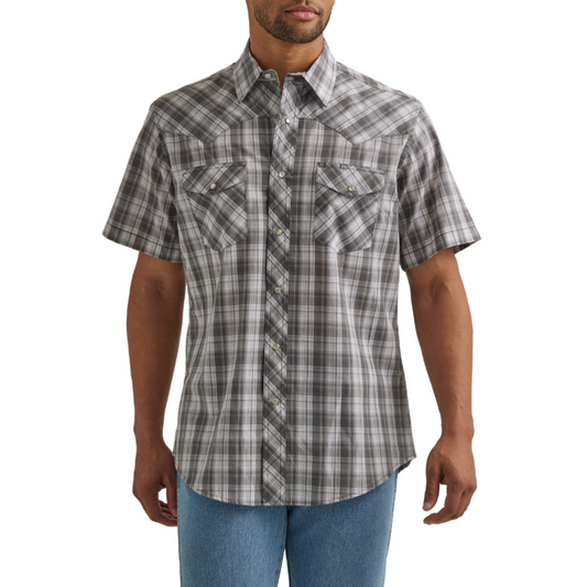 Wrangler Men's Short Sleeve Western Shirt Smoked Pearl