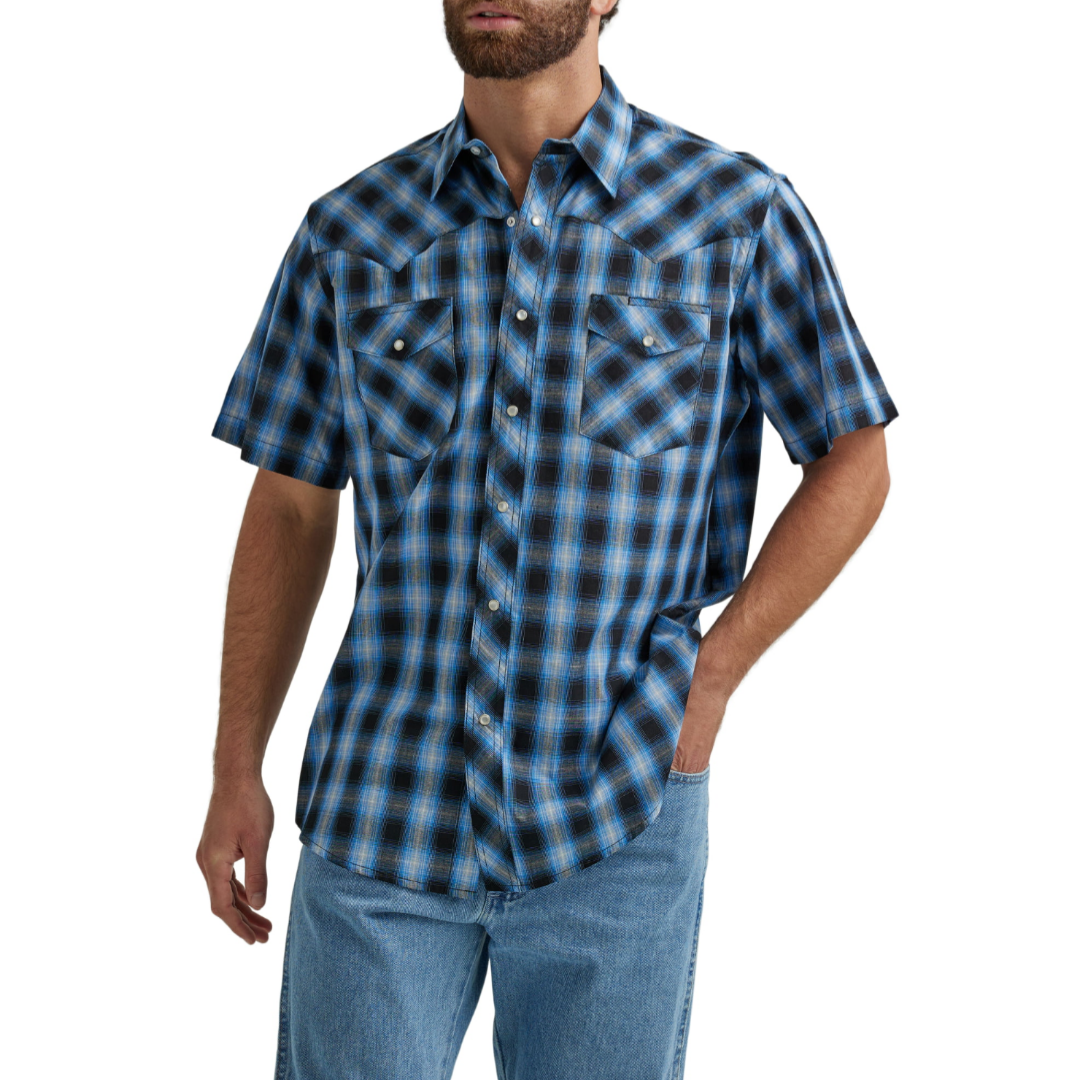 Wrangler Men's Short Sleeve Western Shirt Super Sonic