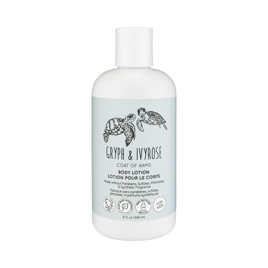 Gryph & IvyRose Coat of Arms Hydrating Lotion for Kids and Sensitive Skin - With Shea Butter & Coconut Oil - All Natural, Sustainable, Cruelty Free, No Parabe