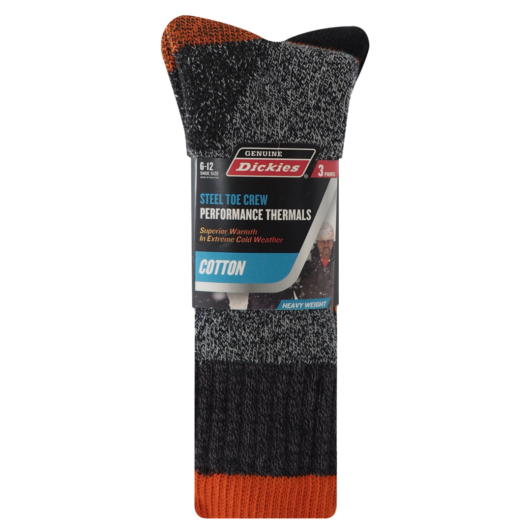 Dickies Mens Size 6-12 Thermal Cotton Crew Socks, 3-Pack