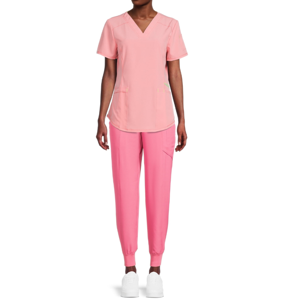 ClimateRight by Cuddl Duds Women’s and Women's Plus Scrub Joggers with Anti-Bacterial Technology Pink