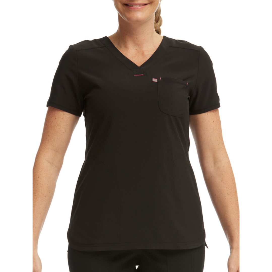 Scrub Star Women's Henley Top Black