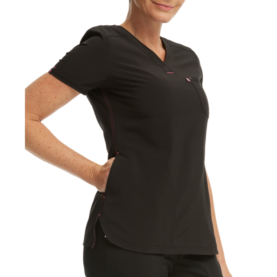 Scrub Star Women's Henley Top Black