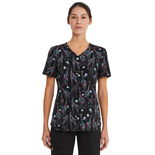 Scrub Star Women's Gentle Giraffe Scrub Top