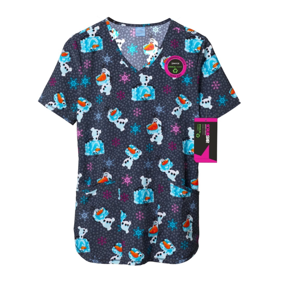 Scrubstar Women's Olaf Meltdown Scrub Top