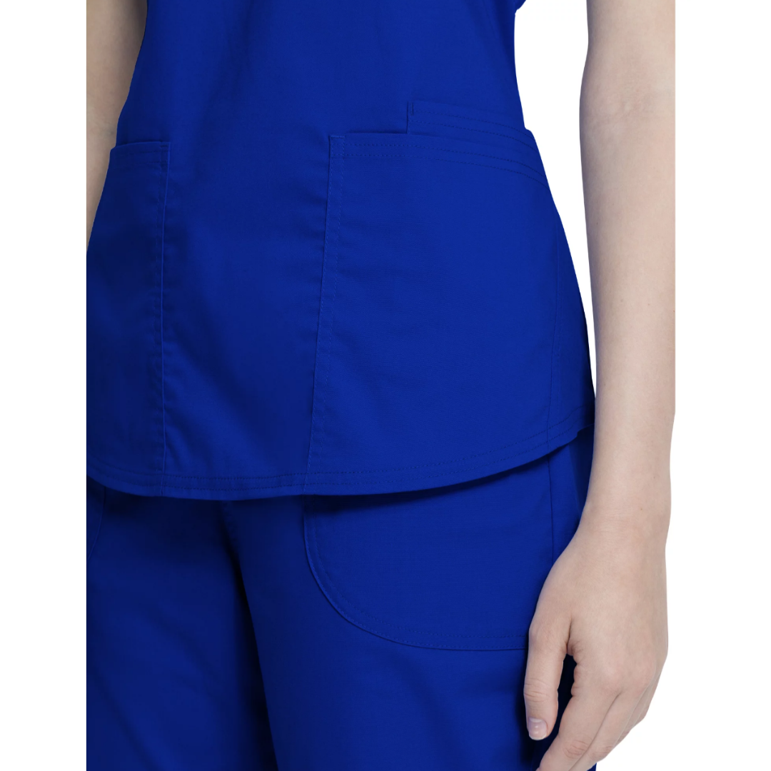 Scrubstar Women's Core Essentials V-Neck Scrub Top with Rounded Hem Electric Blue