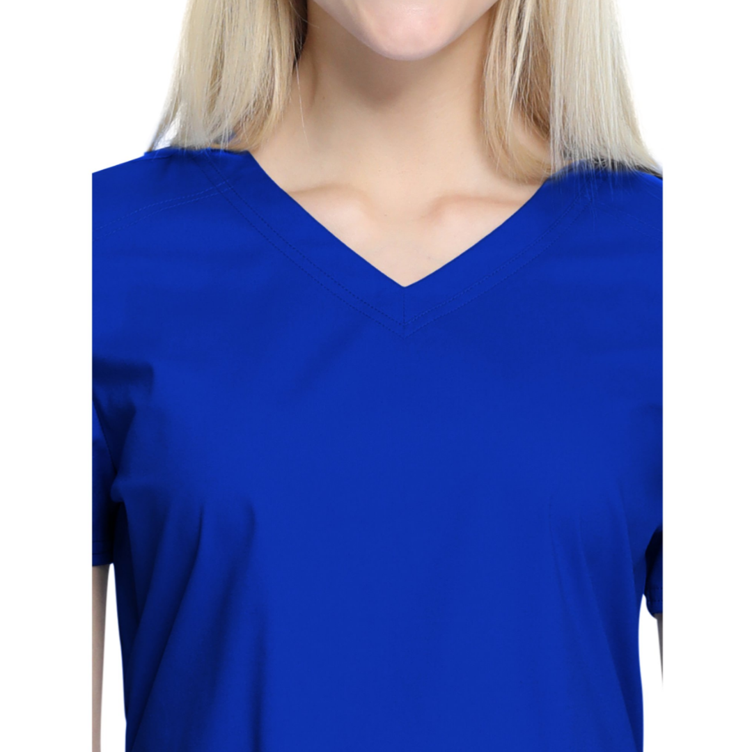 Scrubstar Women's Core Essentials V-Neck Scrub Top with Rounded Hem Electric Blue