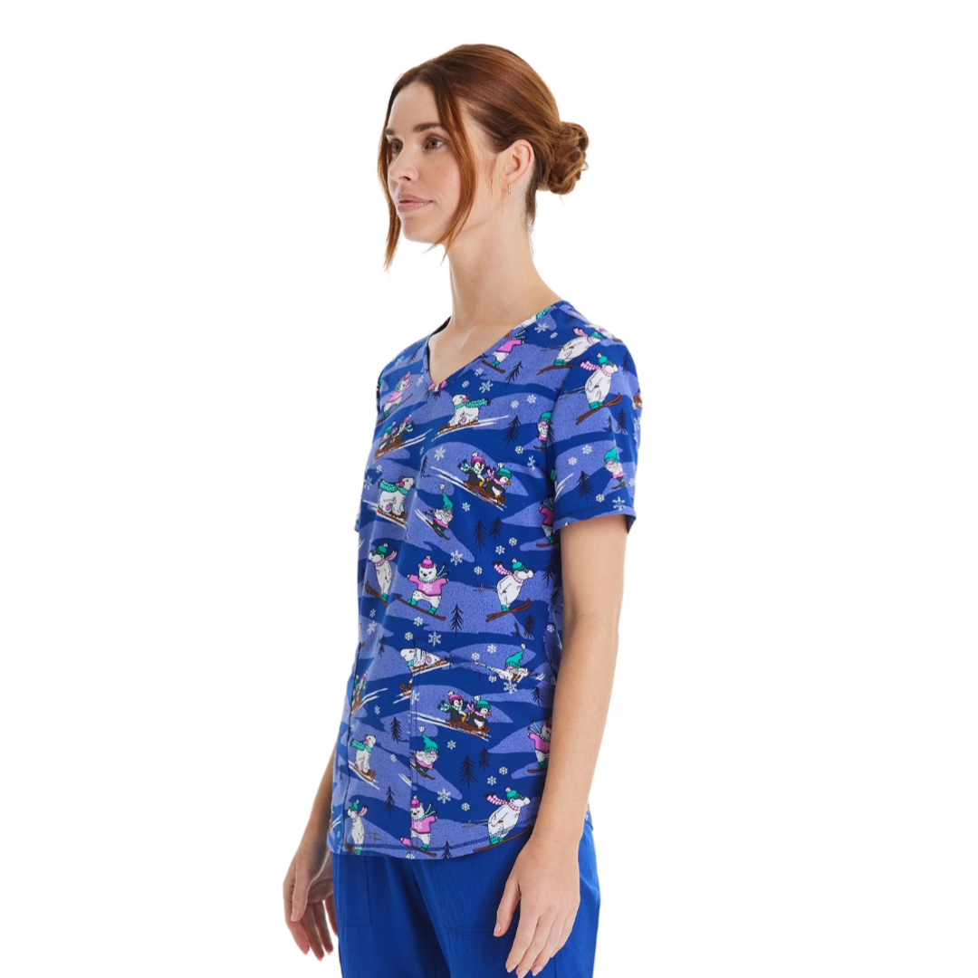 Scrubstar Women's Winter Chillin Scrub Top Multi