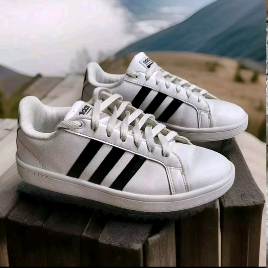 Adidas Neo Cloudfoam Men Size 7 White/Black Sneakers - HWA 1Y3001