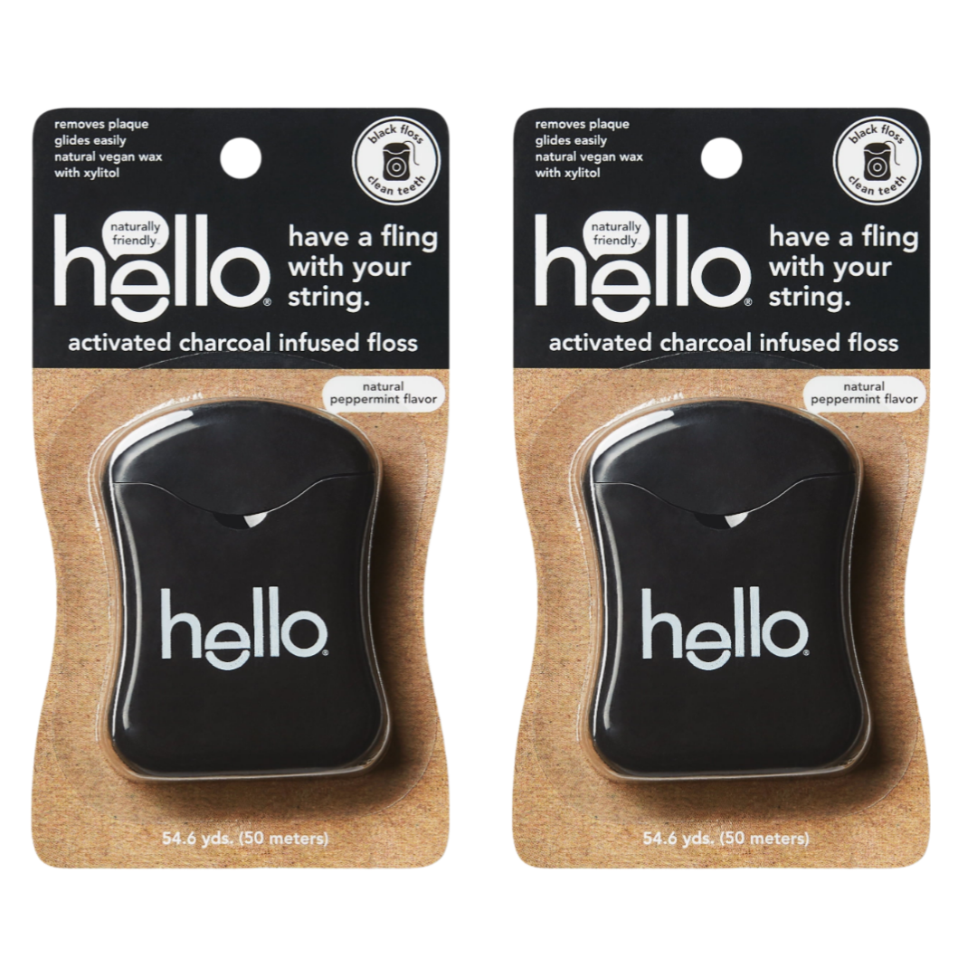 Hello Products - Activated Charcoal Infused Floss Natural Peppermint - 54.6 Yard(s)