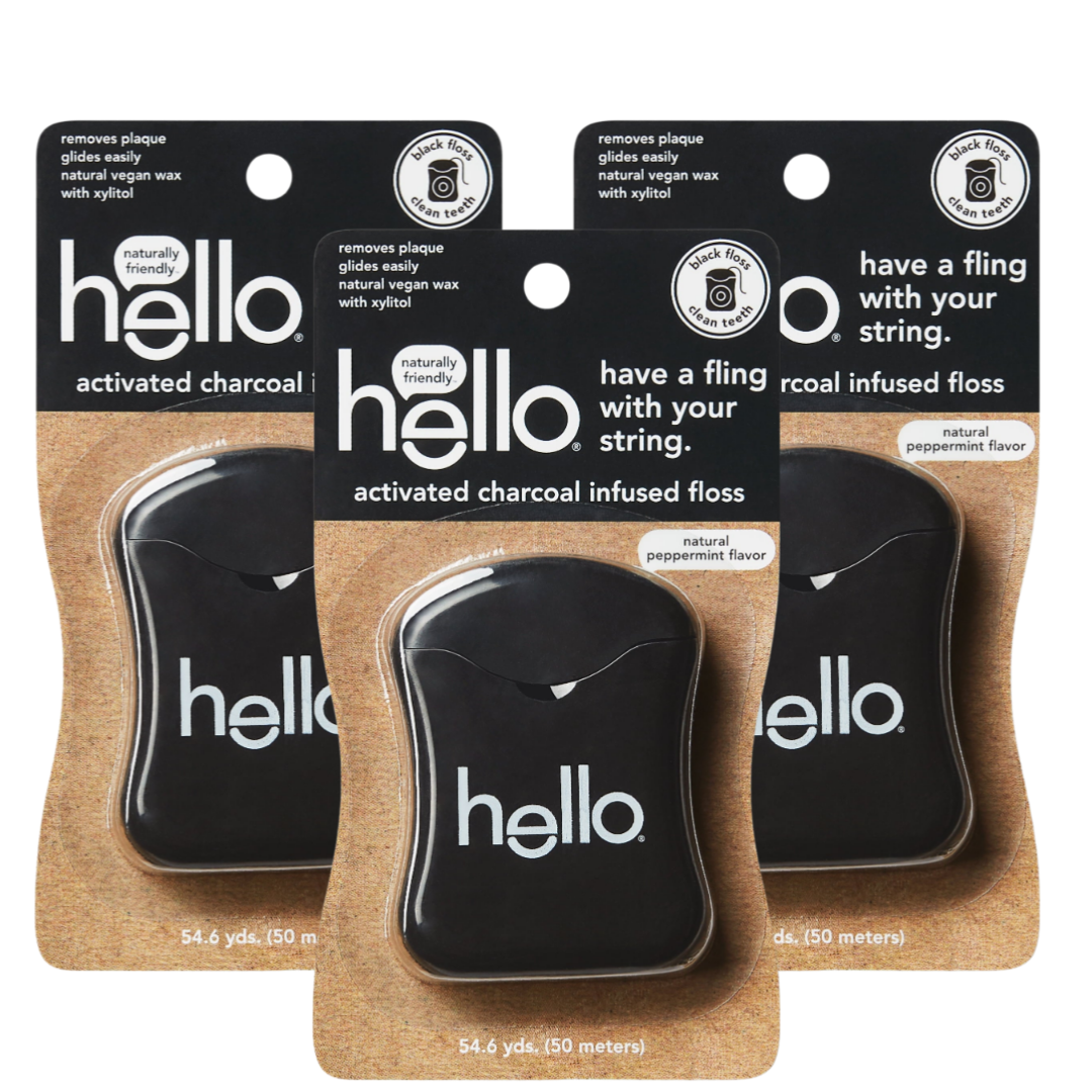 Hello Products - Activated Charcoal Infused Floss Natural Peppermint - 54.6 Yard(s)