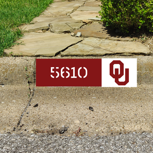 OU Oklahoma University City Curb Street Address and Logo Paintings