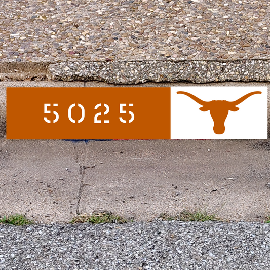 University of Texas Longhorn City Curb Street Address and Logo Paintings