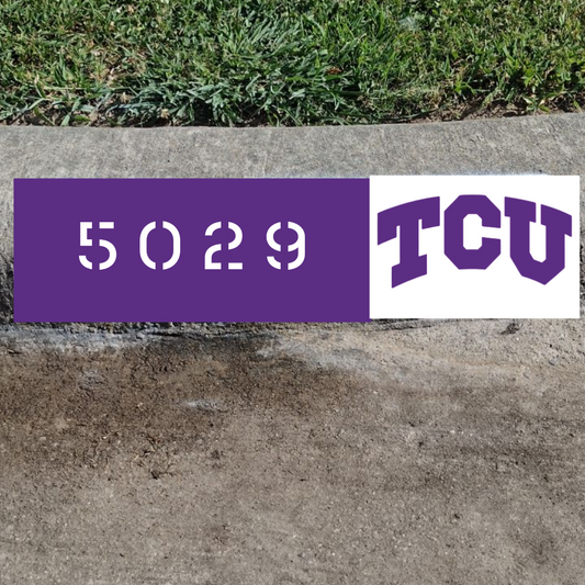 Texas Christian University City Curb Street Address and Logo Paintings