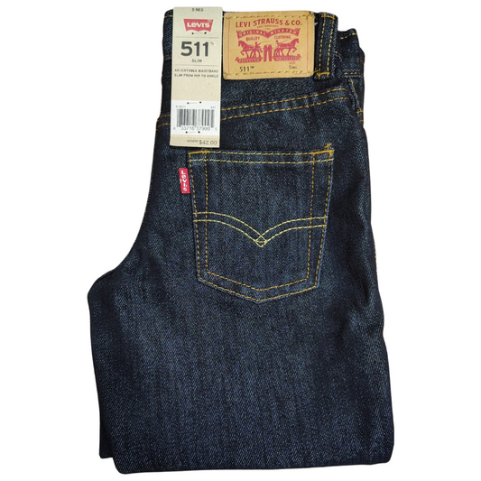 Levi's Boys 511 Regular Fit Denim Pants Size 5 Adjustable Waistband New - Tags 22x17