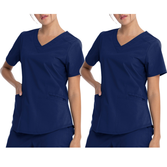 Scrubstar Women's Core Essentials Stretch V-Neck Scrub Top WM01T893 (2 Pack)