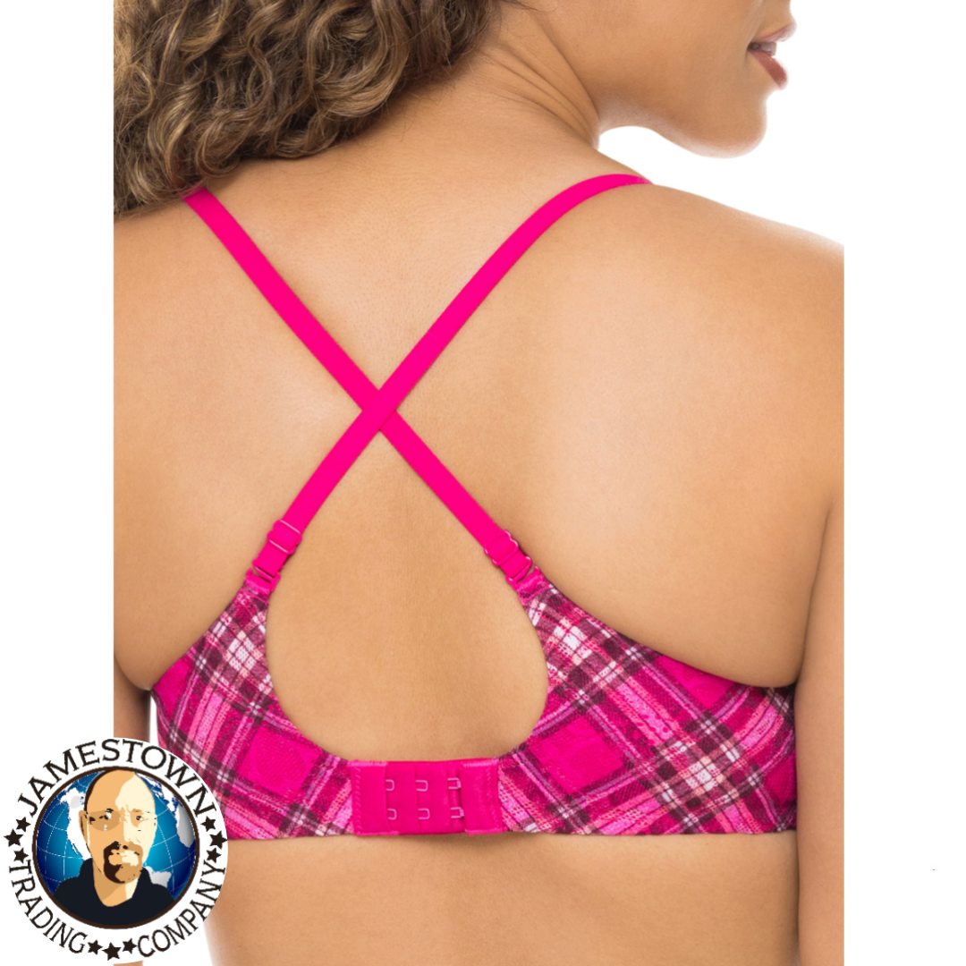 Push Up Bra Pink Lace No Boundaries Plaid Magenta Convertible Straps