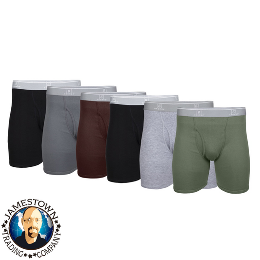 George Men's Regular Leg Boxer Briefs, 6-Pack Black Soot/Grey Flannel/Deep

Chianti/Black Soot/Light Grey Heather/

Green Midnight