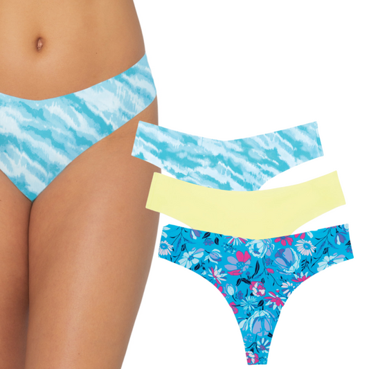 No Boundaries Juniors' No Show Thong Panty, 3-Pack