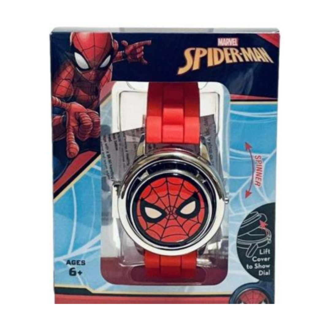 Marvel Spider-Man Unisex Children's Watch with Metallic Spinner Top in Red - SPD4639WM
