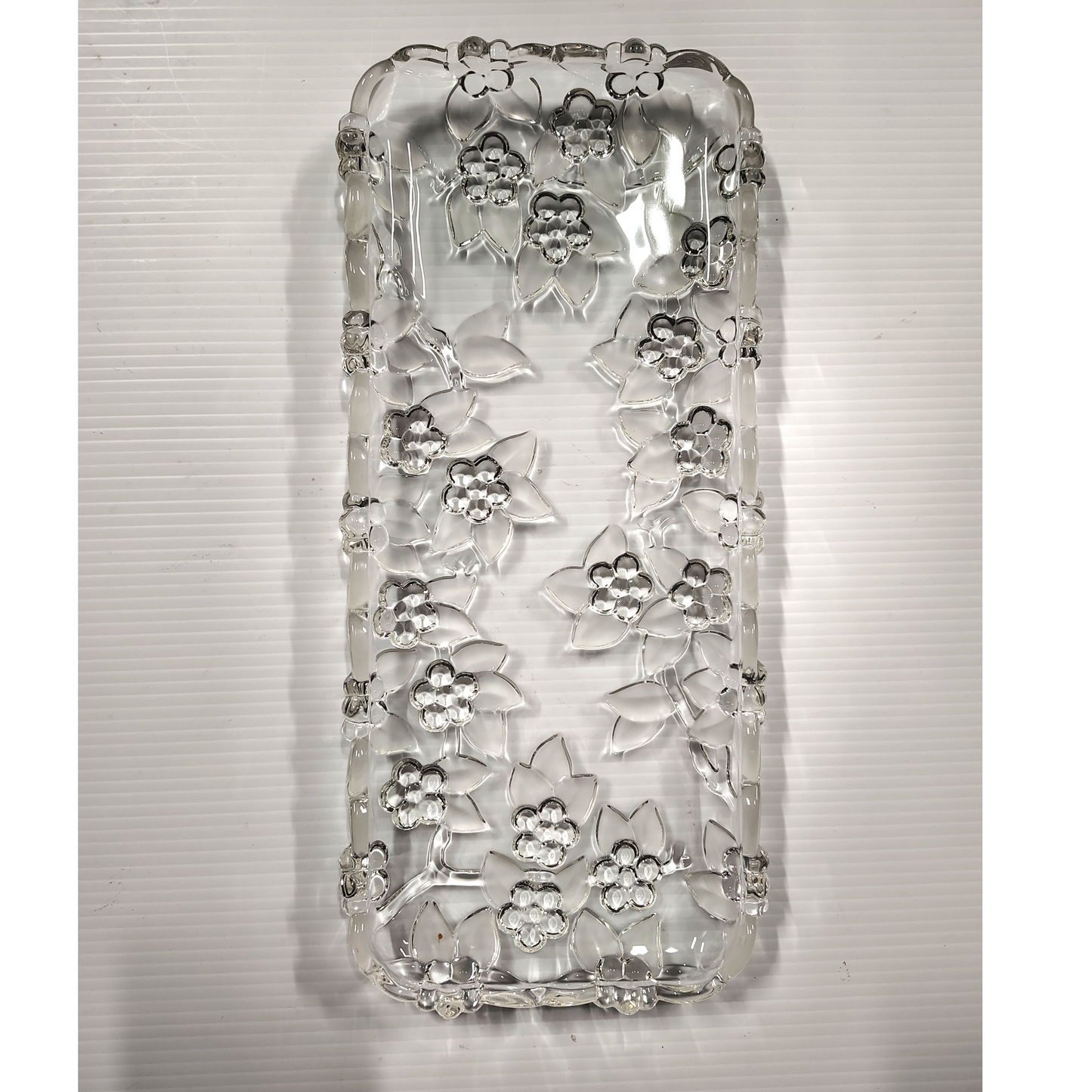 Vintage Mikasa Carmen Canape Tray German Crystal Frosted Floral Rectangle Server