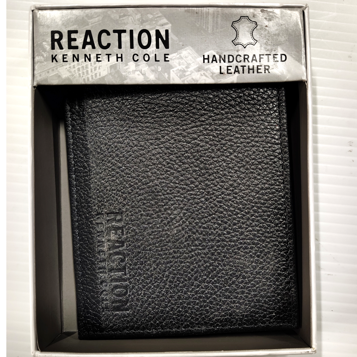 Man’s Black Leather Wallet By Kenneth Cole Reaction Hand Crafted Leather