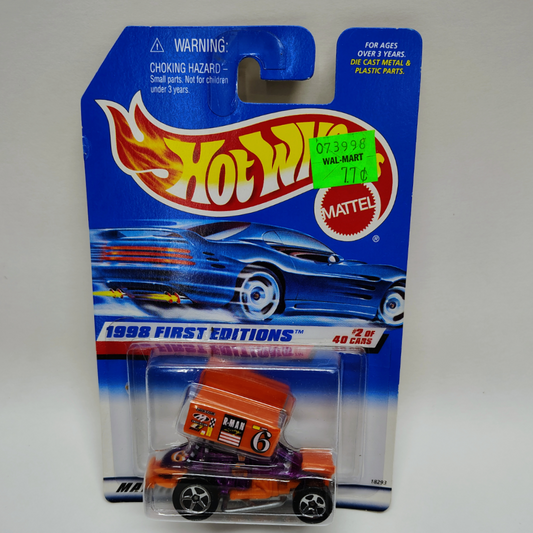 Hot Wheels 1998 First Editions #2 Slideout 5SP Sprint Car Purple Orange #640 NEW