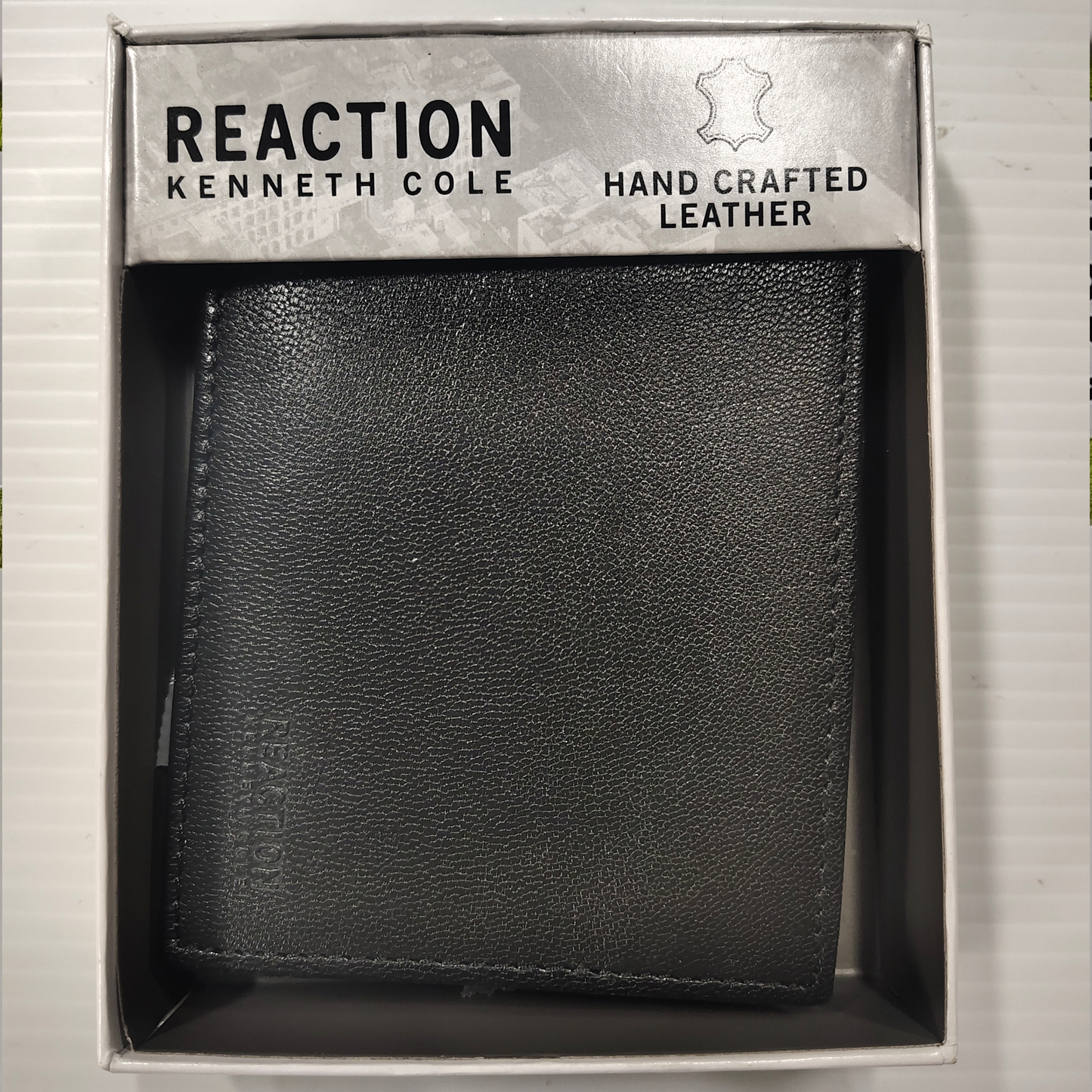 Man’s Black Leather Wallet By Kenneth Cole Reaction Hand Crafted Leather
