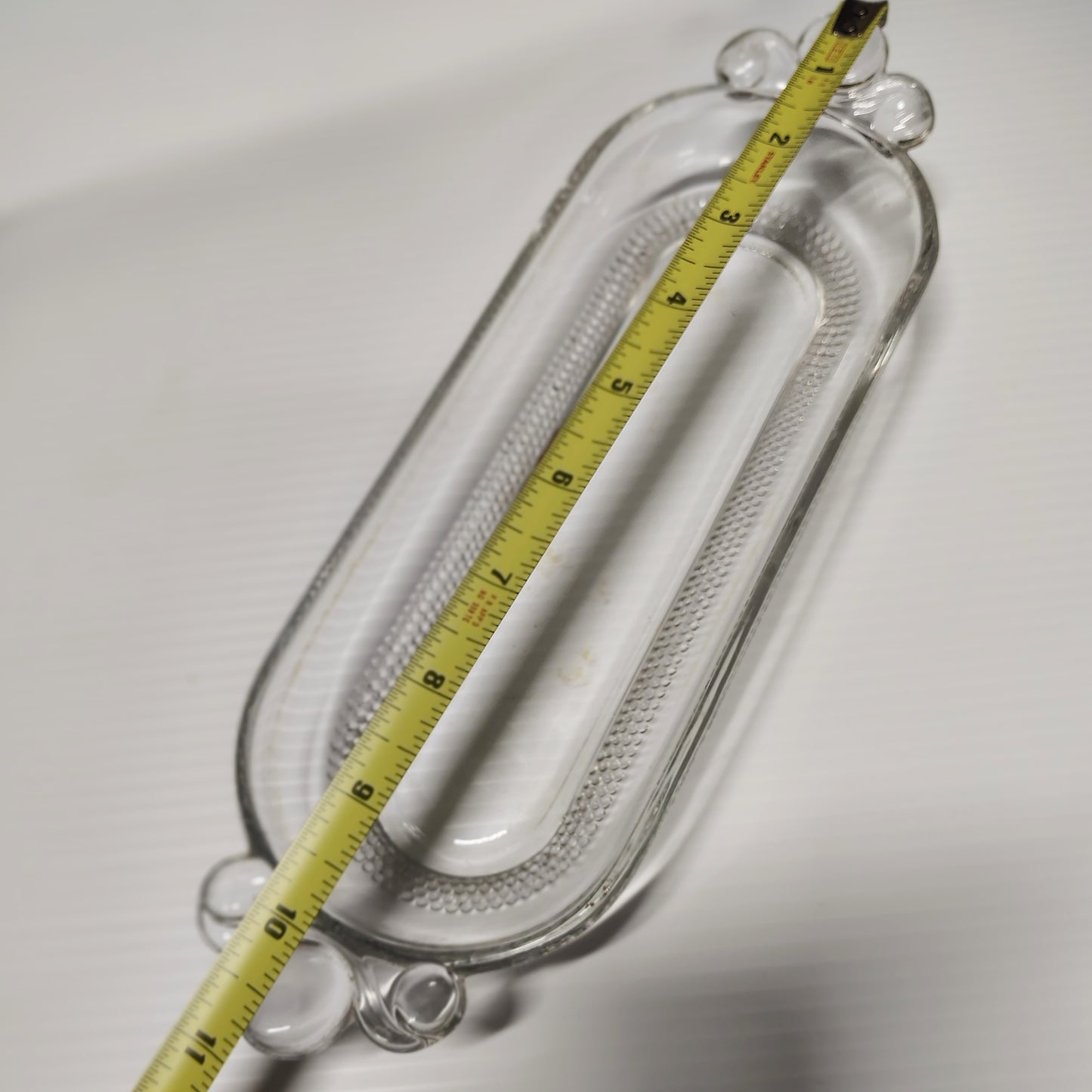 Vintage Duncan Miller Teardrop Two Handles Clear Serving Oval Plate 10,75"×3,75"