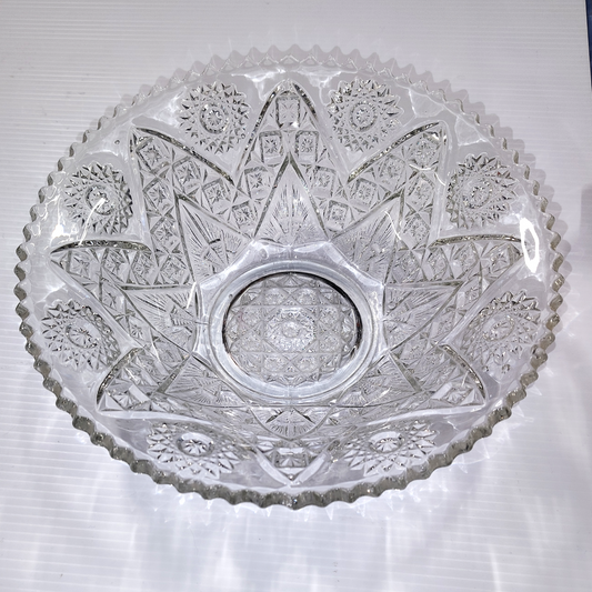 EAPG IMPERIAL GLASS CO. No. 347 Hobstar and Zig-Zag Master Berry Bowl 1910