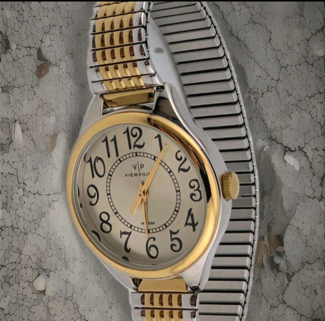 Viewpoint by Timex Women's Two-Tone/Champagne 30mm Casual Watch, Expansion Band