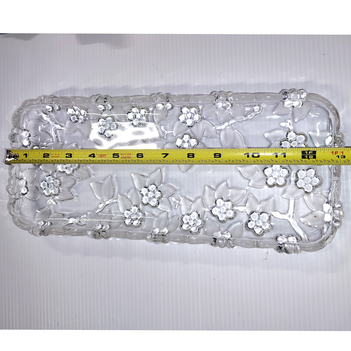 Vintage Mikasa Carmen Canape Tray German Crystal Frosted Floral Rectangle Server