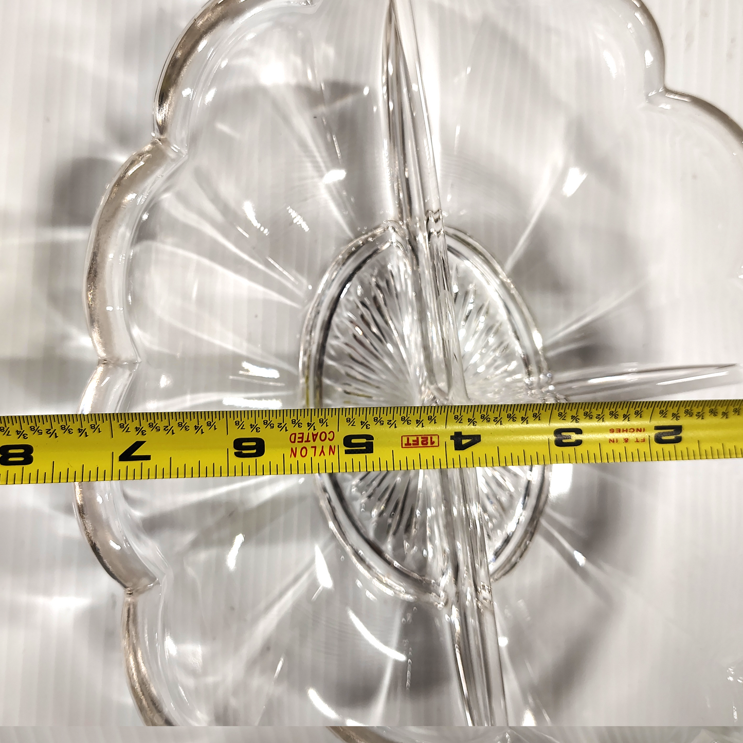 Vintage Heisey Colonial Clear Oval 3 part Divided Serving dish 10 x 7.25