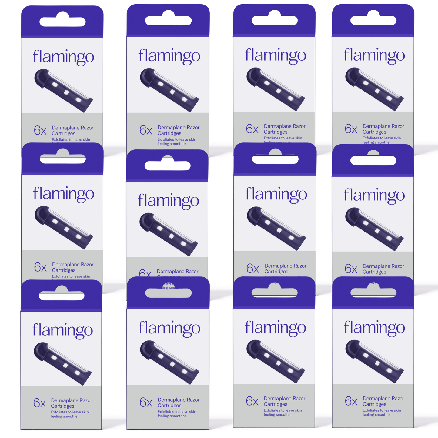 Flamingo Reusable Dermaplane Facial Razor Refill Cartridges, 6 Count