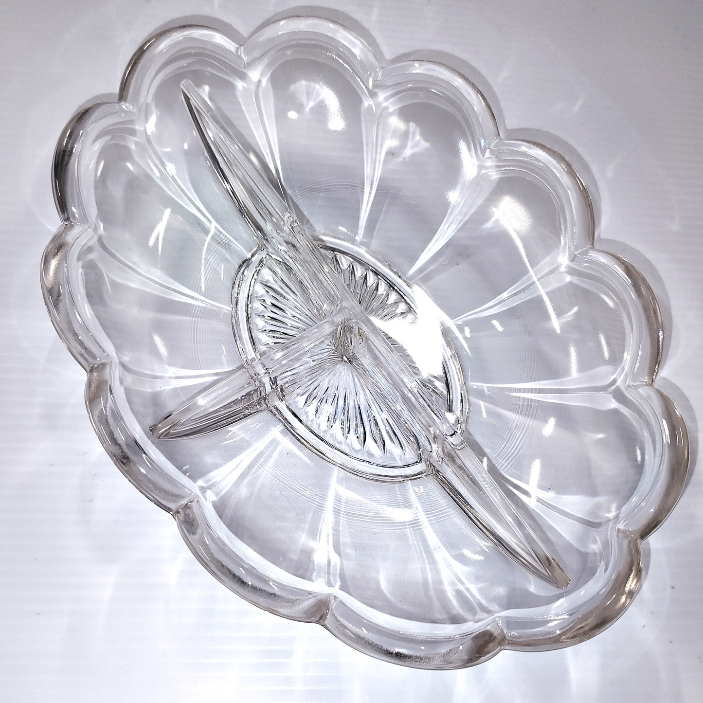 Vintage Heisey Colonial Clear Oval 3 part Divided Serving dish 10 x 7.25