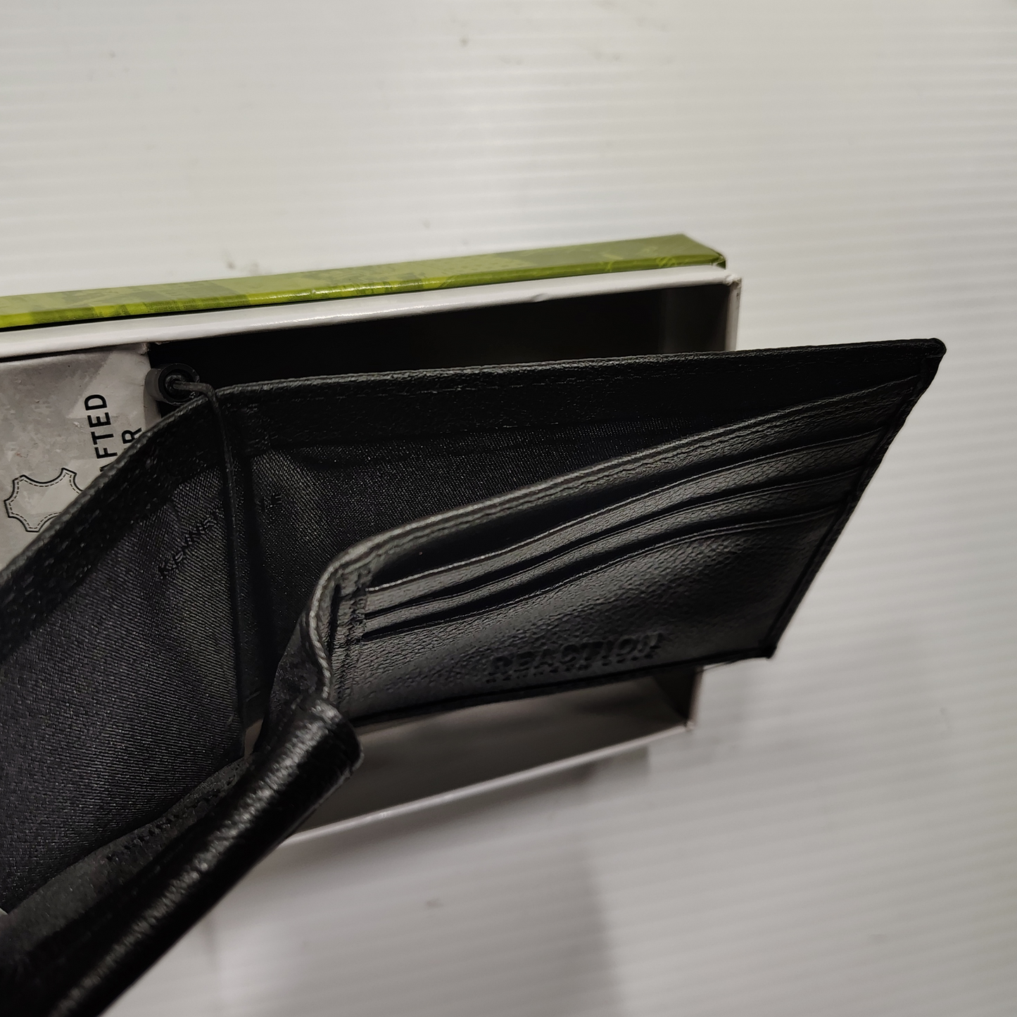 Man’s Black Leather Wallet By Kenneth Cole Reaction Hand Crafted Leather