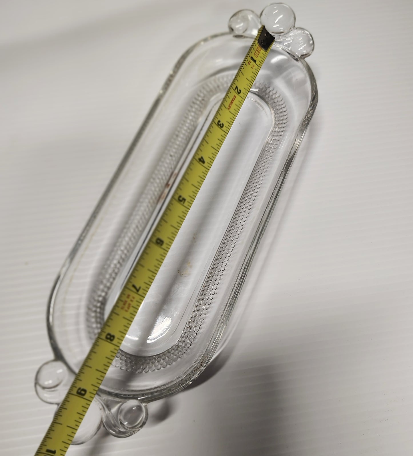 Vintage Duncan Miller Teardrop Two Handles Clear Serving Oval Plate 10,75"×3,75"