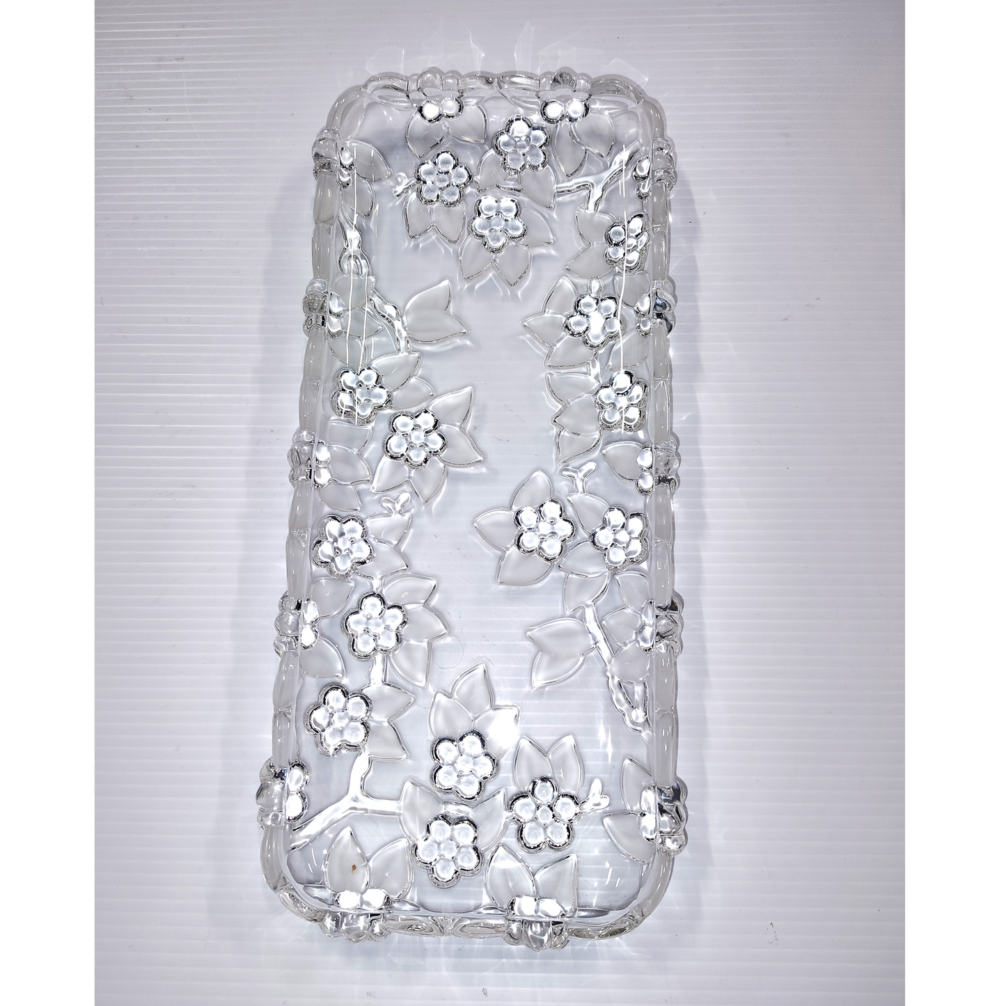 Vintage Mikasa Carmen Canape Tray German Crystal Frosted Floral Rectangle Server
