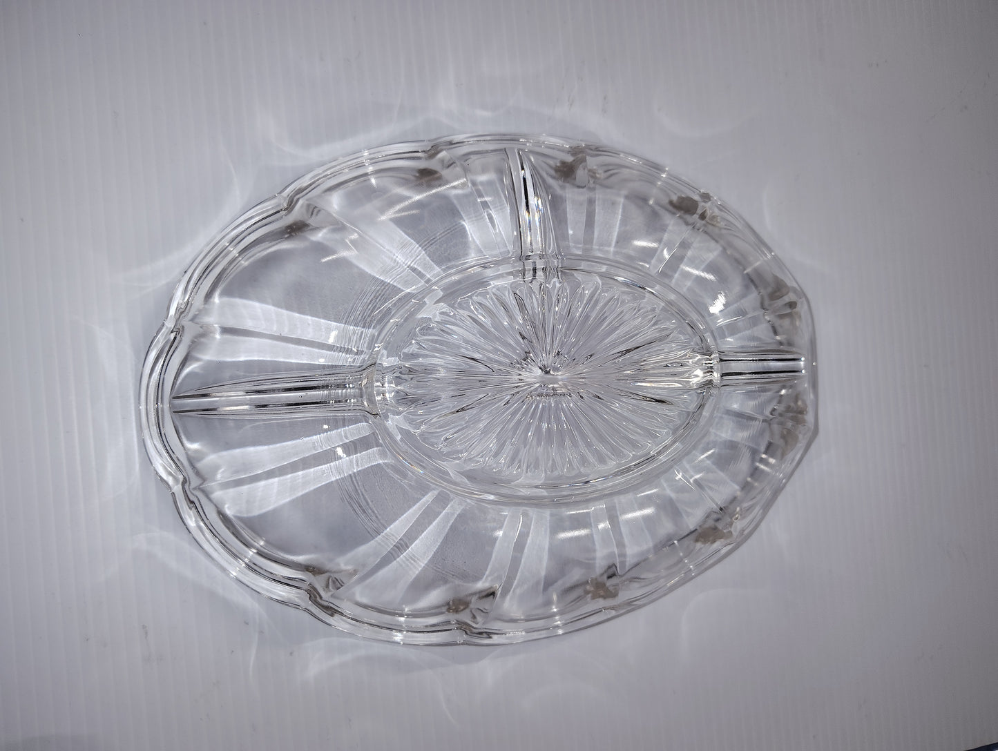Vintage Heisey Colonial Clear Oval 3 part Divided Serving dish 10 x 7.25