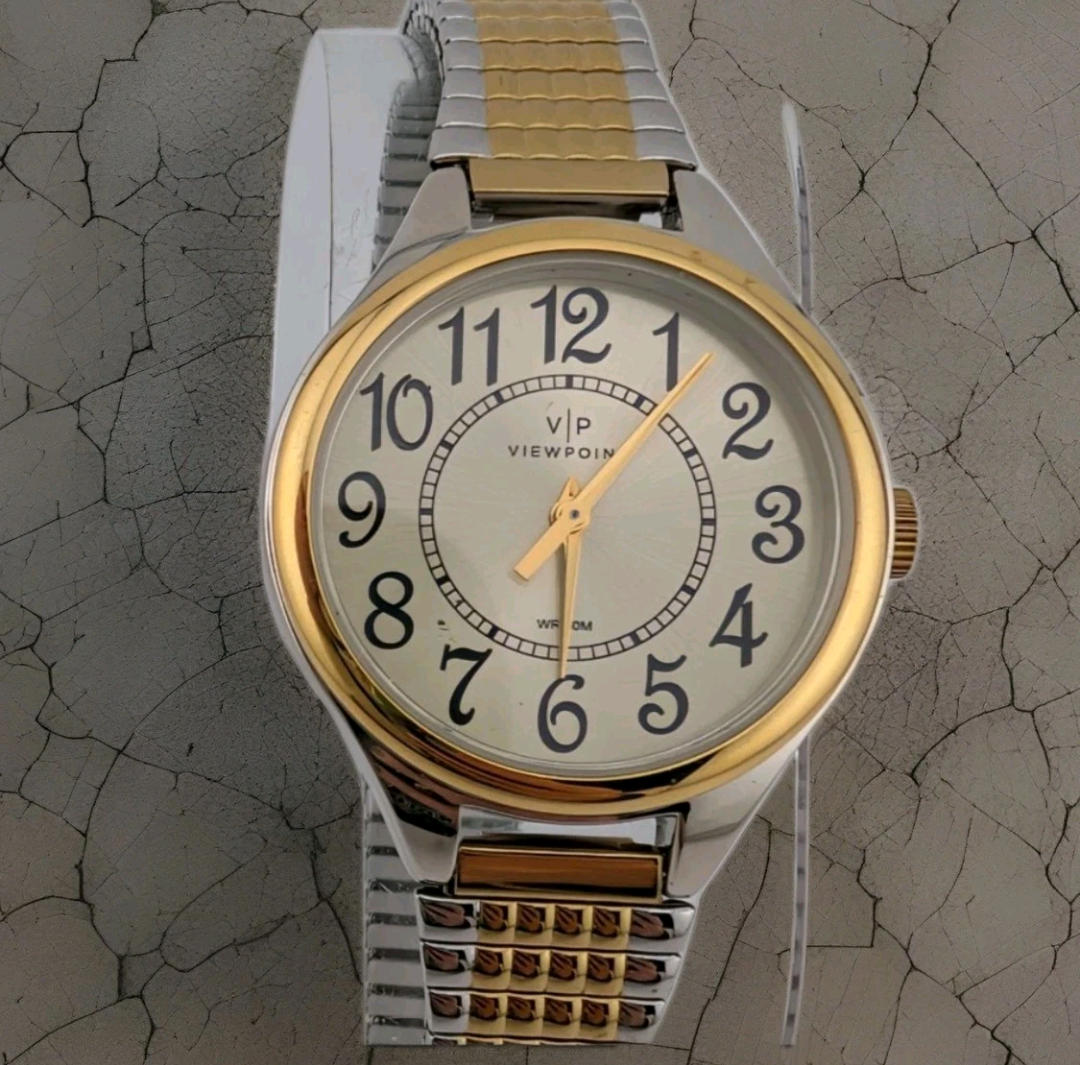 Viewpoint by Timex Women's Two-Tone/Champagne 30mm Casual Watch, Expansion Band