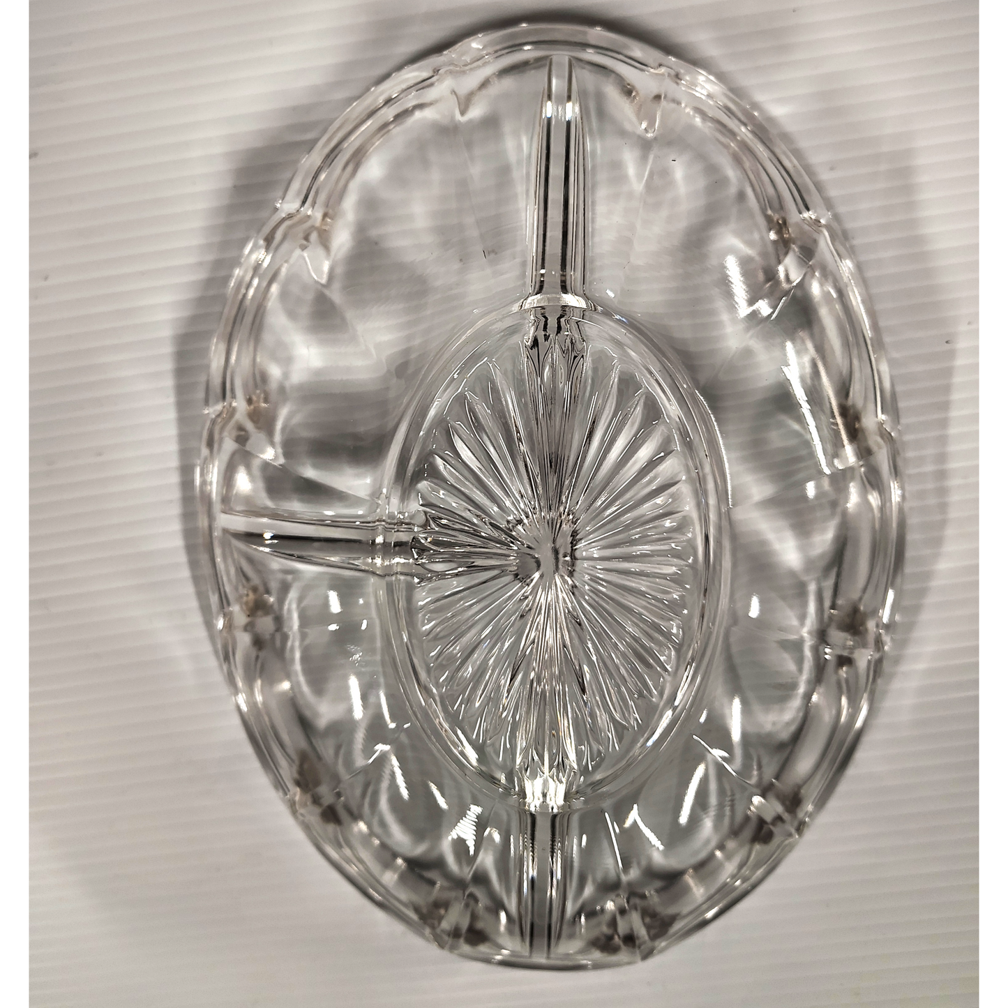 Vintage Heisey Colonial Clear Oval 3 part Divided Serving dish 10 x 7.25